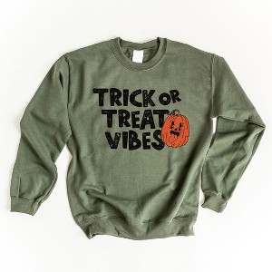 Simply Sage Market Women's Graphic Sweatshirt Trick Or Treat Vibes Pumpkin - 1 of 4