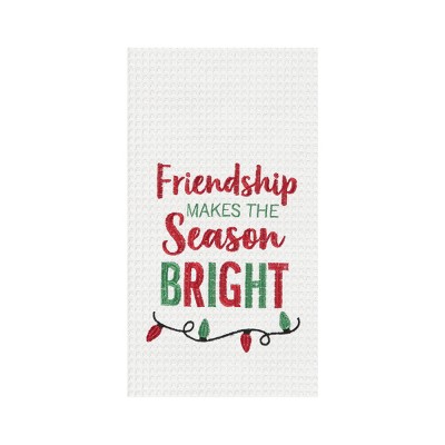 C&F Home Friendship Makes Season Bright Embroidered Waffle Weave Kitchen Towel