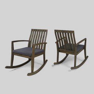 2pk Colmena Acacia Wood Patio Rustic Rocking Chair - Christopher Knight Home - 1 of 4