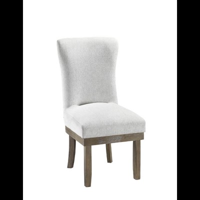 Gray Linen Upholstered High Back Side Chair with Wood Frame