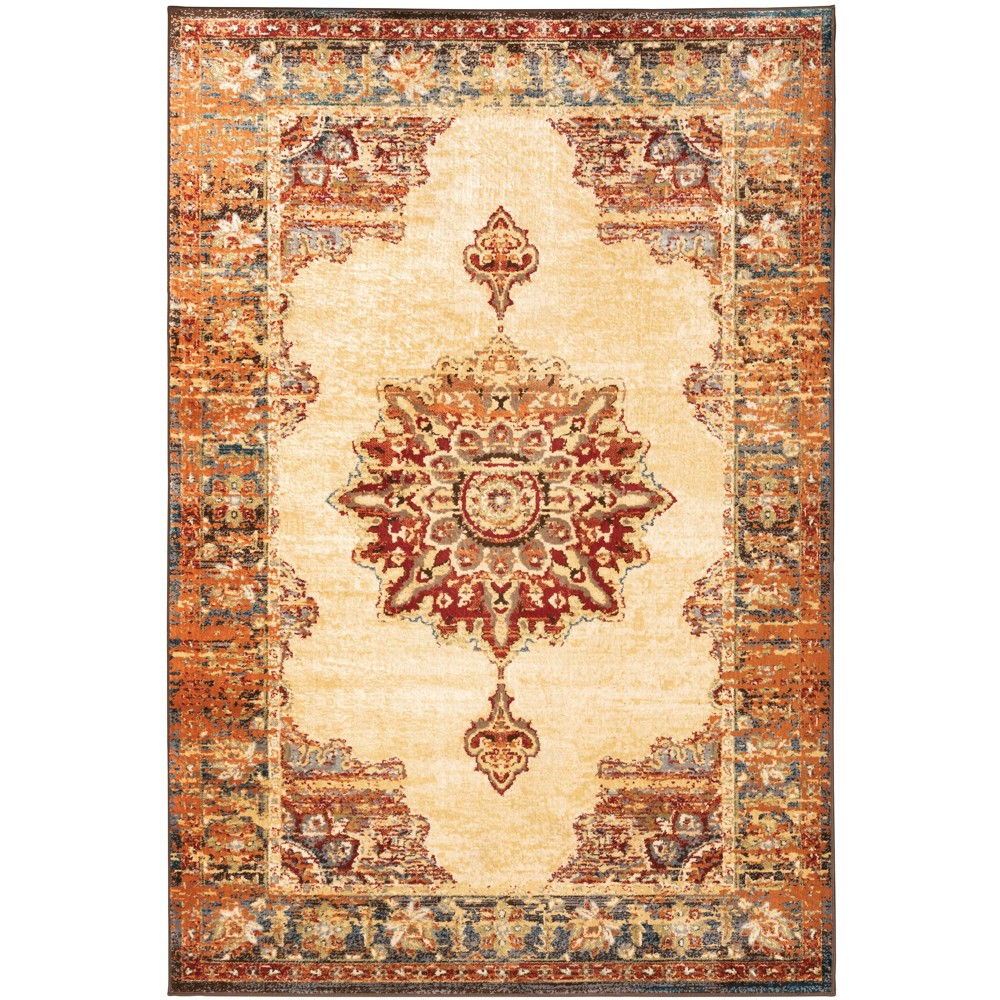 7'10inx10' Joanna Starburst Medallion Rug Gold/Orange - Captiv8e Designs