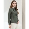 Allegra K Women's Work Office Long Sleeve Button Decor Elegant Bow Tie Neck Blouse - 4 of 4