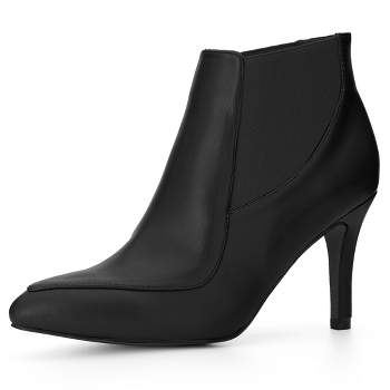 Allegra K Women's Pointed Toe Faux Fur Block Heel Ankle Boots : Target