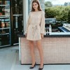 Anna-Kaci Women's Sparkly Sequins Long Bishop Sleeve Crew Neck Tunic Belted Dress - 3 of 4