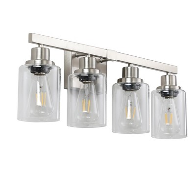 Dolonm 24" Modern 4-Light Bathroom Vanity Light Fixture - Brushed Nickel Finish with Clear Glass Shades(No Bulbs)