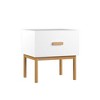 LIVAREEmlen Modern White Nightstand with Drawer and Wood Legs, Minimalist Bedside Table with Handle for Bedroom, Living Room, Apartment - 2 of 4
