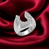 Slickblue Men’s Polished Stainless Steel Ring, Horseshoe Design with Clear Crystals, Fashion Ring, Sizes 8-14 - 3 of 4