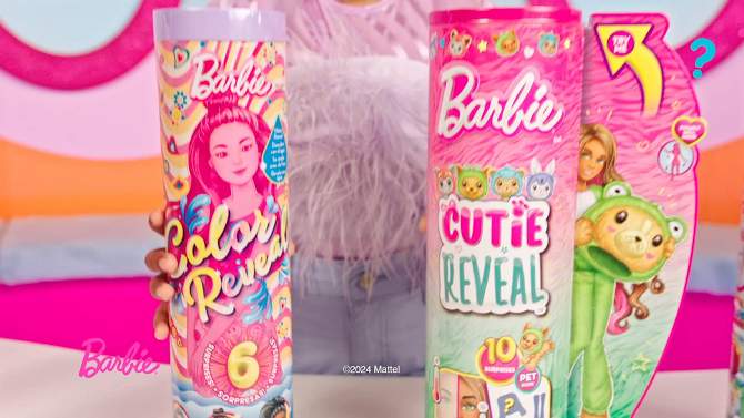 Barbie Color Reveal Rainbow-Inspired Series Doll &#38; Accessories with 6 Surprises, Color-Change Bodice, 2 of 8, play video