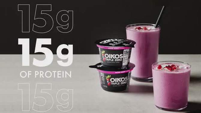 Oikos Triple Zero Mixed Berry Greek Yogurt - 4ct/5.3oz Cups, 2 of 15, play video