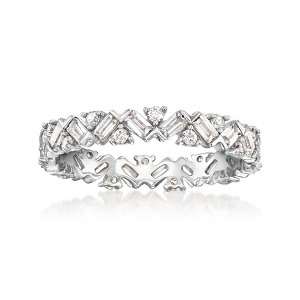 Ross-Simons 0.70 ct. t.w. Round and Baguette CZ Eternity Band in Sterling Silver - 1 of 4