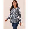 Seta T Women's Loose Fit Long Sleeve Casual Floral Printed Henley V Neck Tunic Tops - 2 of 4