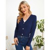 WhizMax Women's Cropped Sweater Cardigan Long Sleeve V-Neck Sweater Rib Open Front Shrugs - 3 of 4