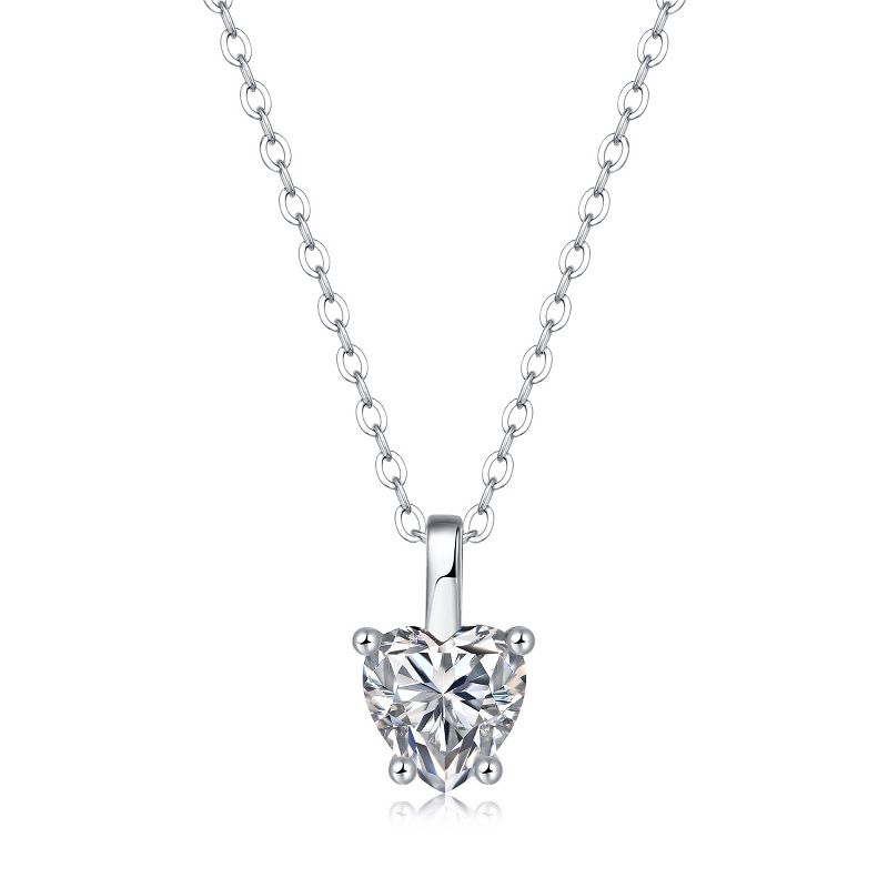 Guili 1ct Lab-Created Moissanite Heart Solitaire Pendant Necklace