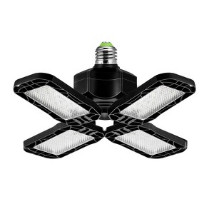 YANSUN 80W Deformable LED Garage Light, 12.16 in., Black, Smart Home Flush Mount, Bulb Included, 1-Pack - 1 of 1