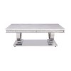 51" Zander Coffee Table White Printed Faux Marble/Mirrored Silver Finish - Acme Furniture: Stainless Steel Trestle Base, Rectangle Shape - 2 of 4