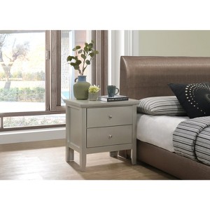 HomeStock Silver Champagne Nightstand 24x24x16 with Two Drawers, Transitional Bedside Table for Storage and Bedroom Decor Accent - 1 of 4