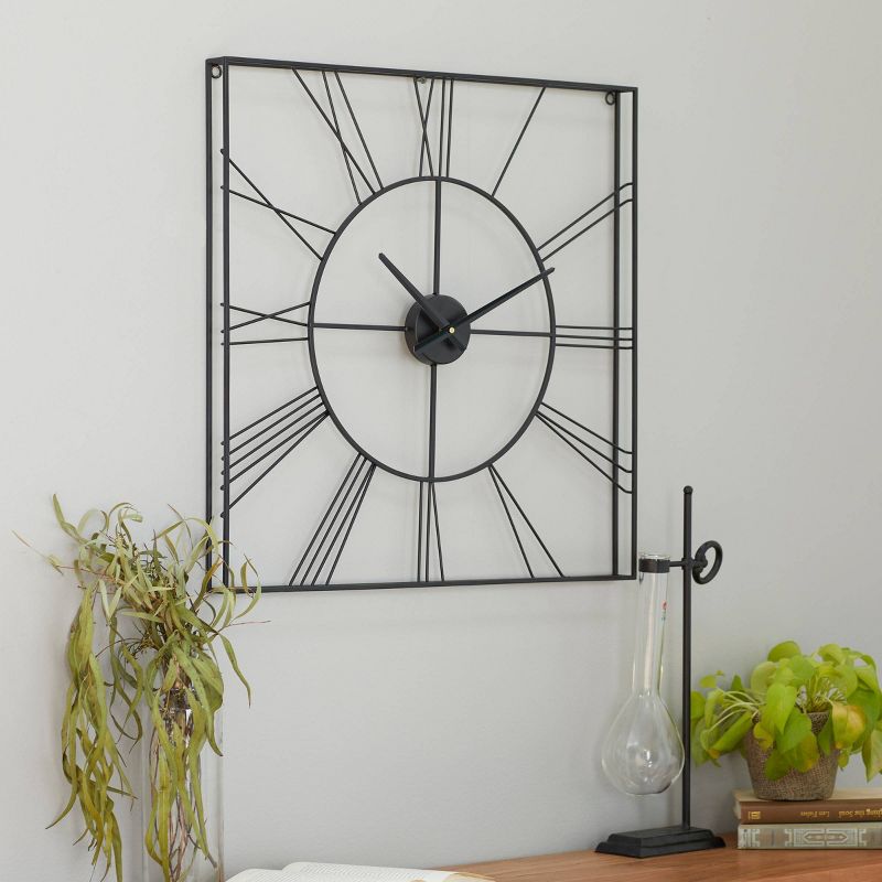 24"x24" Metal Open Frame Square Wall Clock - CosmoLiving by Cosmopolitan, 3 of 19