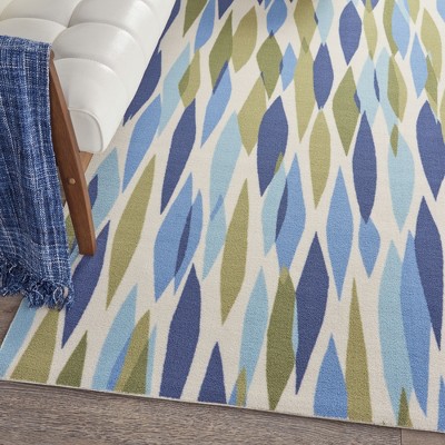 Seaglass Blue & White Traditional 4' x 6' Reversible Rug