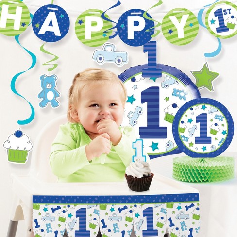 Doodle 1st Birthday Boy Decorations Party Kit Blue Target