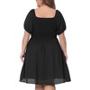 Agnes Orinda Women's Plus Size Smocked Square Neck Short Sleeve Stretchy A Line Dresses - image 4 of 4