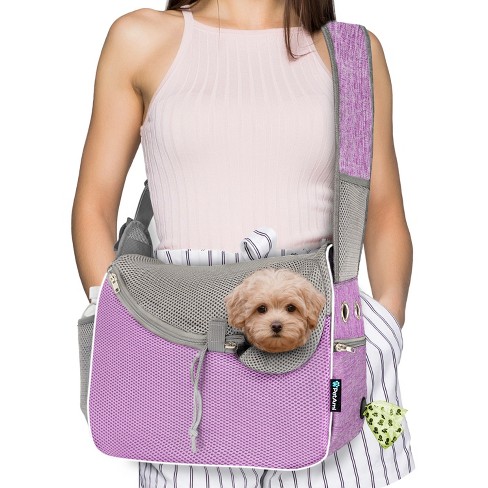 Petami Small Dog Sling Carrier Soft Crossbody Puppy Carrying Purse Adjustable Breathable Travel Pet Cat Pouch To Wear For Traveling purple Target