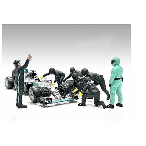 Formula One F1 Pit Crew 7 Figure Set Team Black Release III for 1/43 Scale Models by American Diorama - 1 of 4