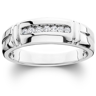 Pompeii3 1/4ct Channel Set Diamond Ring 14K White Gold Mens Wedding Band