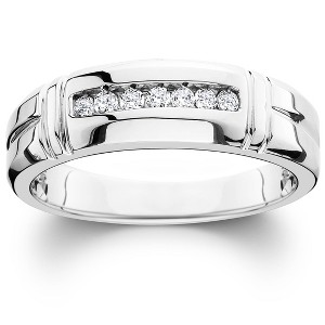 Pompeii3 1/4ct Channel Set Diamond Ring 14K White Gold Mens Wedding Band - 1 of 3