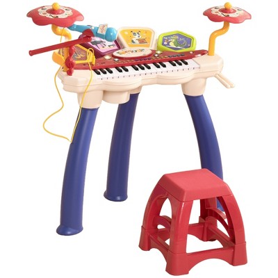 Multifunctional Pat Drum Piano Knocking Music Bus Toy Kids Early Educational Toy with Letters Numbers Music Gift for Boys Girls