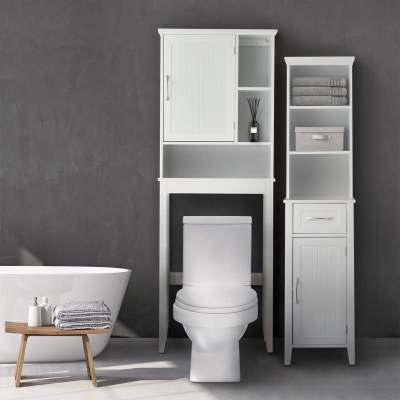 Newport Contemporary Wooden Over-the-Toilet Cabinet White - Elegant Home Fashions, 3 of 10