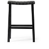 HomeRoots 30" Charcoal and Black Faux Leather and Solid Wood Backless Bar Height Bar Chair - 4 of 4