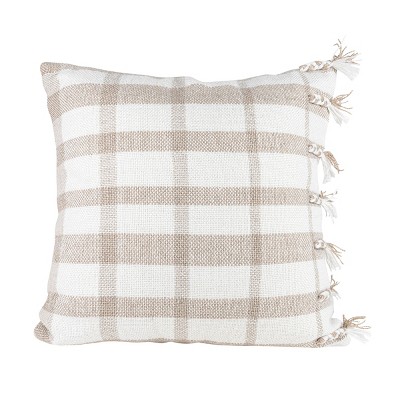 Green Plaid 18x18 Hand Woven Filled Pillow - Foreside Home