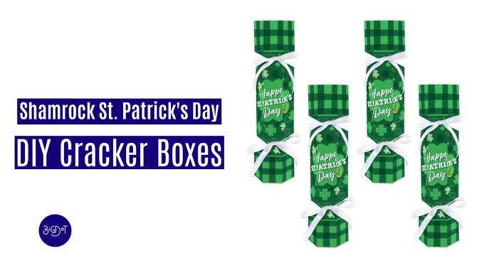 Big Dot of Happiness Shamrock St. Patrick's Day - No Snap Saint Paddy’s Day Party Table Favors - DIY Cracker Boxes - Set of 12, 2 of 10, play video