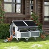 Resenkos Rabbit Hutch, Duck Cage Hutch,Chicken Coop,59" Wooden Chicken Coop w/ Wheels, Handles, 2 Nesting Boxes, 2 Trays, 4 Perches,Gray - 4 of 4