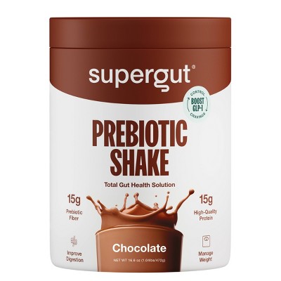 Supergut Prebiotic Shakes for GLP-1 Craving Control & Digestive Health - Chocolate - 16.6oz