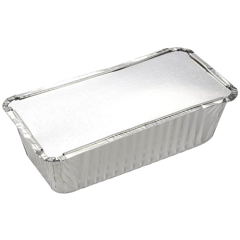 Juvale 50 Pack Disposable Aluminum Loaf Pans with Lids, 22oz Tins for Baking, Heating, Storing, 8.5 x 2.5 x 4.5 In, 5 of 10