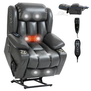 MAYEERTY Power Lift Recliner Chair, Heavy Duty Massage Chair with 8-Point Vibration Massage and Lumbar Heating, Grey - 1 of 4