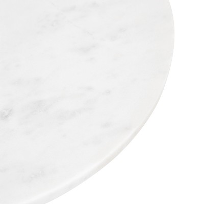 Tira Round Side Table in White and Bronze with Marble and Iron