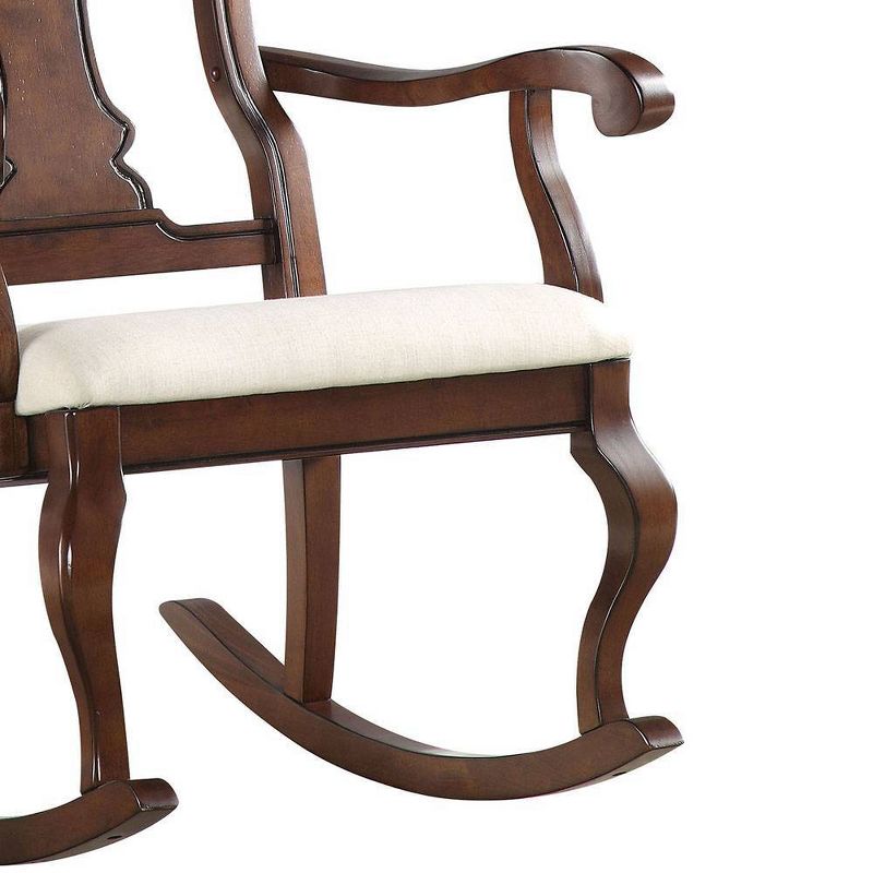 33&#34; Sheim Rocking Chair Beige Fabric/Cherry - Acme Furniture, 5 of 9
