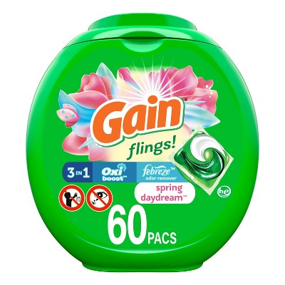 Gain flings! Spring Daydream Scent Liquid Laundry Detergent Pacs - 60ct