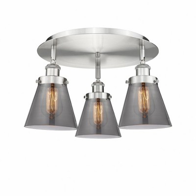 Cone - 3 Light Flush Mount In Art Deco Style-9.25 Inches Tall and 18 Inches Wide