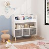 TopComfy Decorative Bookshelf Kids Bookshelf with 3 Fabric Bins Children Bookcase Toddler Book Organizer Shelf for Kids, White, 34.65"*14.37"*6.1" - 2 of 4