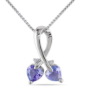 EVERLY JEWELRY  |   Sterling Silver 0.007 CT Diamond TW & 4/5 CT TGW Tanzanite Heart Pendant With Chain - 1 of 3