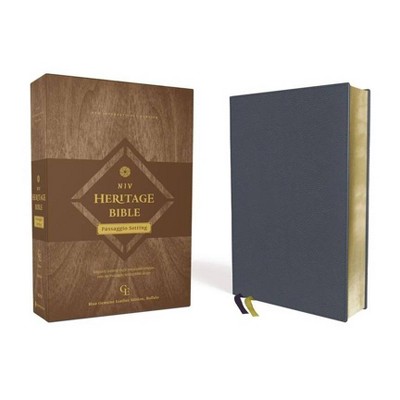 Niv, Heritage Bible, Passaggio Setting, Genuine Leather, Buffalo, Blue, Line Matched, Art Gilded Edges, Comfort Print - by  Zondervan (Leather Bound)