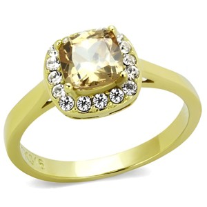 Slickblue Women's Gold-Tone Halo Ring, Square Champagne CZ Center, Clear Accent Stones, Sizes 5 to 10 - 1 of 4