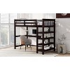 Okak Twin Size Multifunction Bunk Bed with Under-bed Desk Loft Bed with Storage Shelves Pine Wood for Kids Teens, Easy Assemble, Espresso - 2 of 4