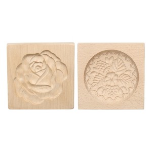 Unique Bargains Wooden 3D Carved Smooth Vintage Baking Cookie Biscuit Mould 2 Pcs - 1 of 4