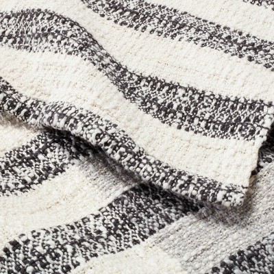 Contrast Edge Stripe Throw Blanket Railroad Gray/Cream - Hearth &#38; Hand&#8482; with Magnolia_0