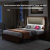 Queen Size Bed Frame with Upholstered Headboard, Queen Bed Frame with Charging Station and LED Lights, Wood Slats, No Box Spring Needed - 3 of 4