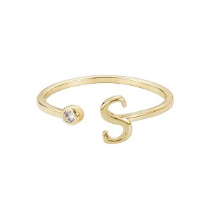 Adornia 14k Gold Plated Adjustable CZ Initial Ring - 1 of 3